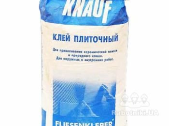 Knauf Fliesenkleber - цементосодержащая смесь для приклеивания плитки из керамики и природного камня при производстве внутренних и наружных работ.