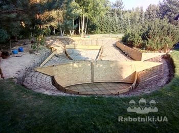 Армировка пруда и выступление опалубки