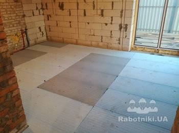 Поклейка экструдированного полистерола.