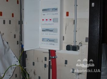 Дом 200 квм щит вводной. Расположен в гараже. Обвязка временная тк работы в гараже отложены на второй этап (по желанию заказчика).