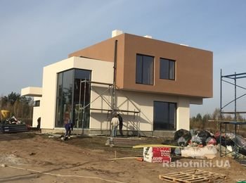 Фасадные работы в нашем коттеджном городке с Ходосеевка КГ Кристал Форест