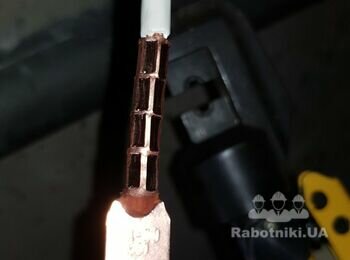 Работа гидравлическим прессом!Обжим-один из самых надежных соединений кабеля!