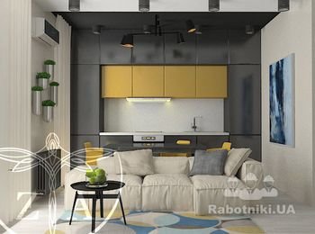 Дизайн интерьера 2х комнатной квартиры в скандинавском стиле .
