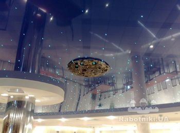 Глянцевый криволинейный натяжной потолок