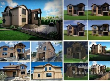 Дизайн фасаду будинку, 3д візуалізація фасадів, варіанти фасадів (7 варіантів) (3 дні)