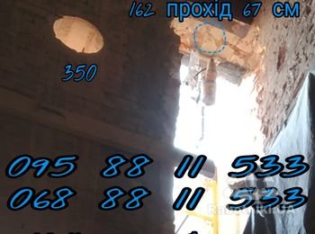 Алмазное Сверление - сухое сверление с низу в верх, под мелатиче кие колоны, для усиления.