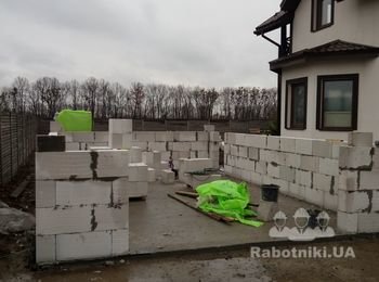 День четвёртый . Начало возведение стен  из газобетонного блока 200х600х300