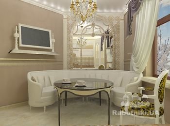 дизайн интерьера кухни столовой в загородном доме Одесса в классическом стиле от студии дизайна Forest Design