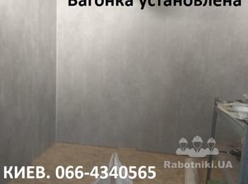 Стены киоска утеплены и обшиты вагонкой. Эта часть ремонта закончена. Следующий этап отделки - настил линолеума на черновой пол из ОСБ.