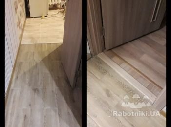 Укладка линолеума,  напольной плитки и порожков.