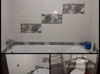 Укладка плитки в ванной,  установка ванной,  унитаза , вентканал , полотенцесушителя , проводки, сантехники, под ключ