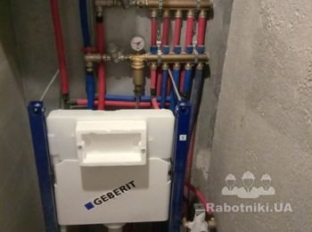 Монтаж инсталяции, гииеническогодуша бойлера на гребёнке.