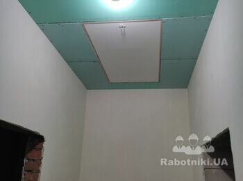Монтаж і оздоблення гіпсокартоном люка на горище.