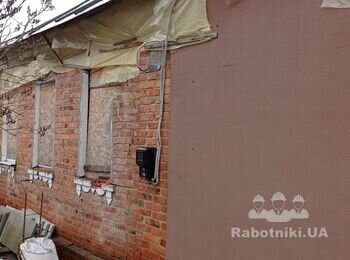 Укладка кирпича на фасад +армирований пояс