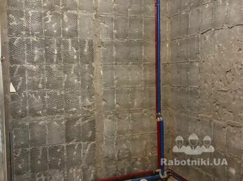 Кладка блока 6м, штукатурка чистова 48м