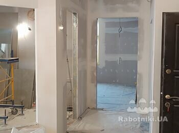 Фінішні роботи, завершення шпаклювання стін ГКЛ, 300м
