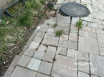Поправить тротуарную плитку