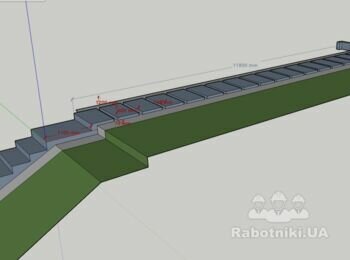 Бетонна доріжка з плиток, сходи, бордюр