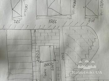 Закладнання цегли вікон і перегородка