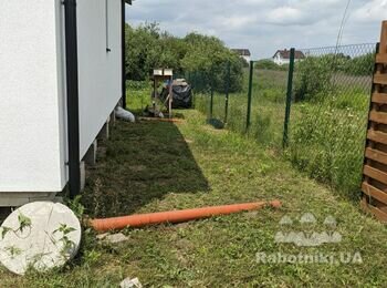Подготовка и укладка тротуарной плитки и отмостки 85м2 + дренаж