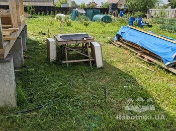 Подготовка и укладка тротуарной плитки и отмостки 85м2 + дренаж