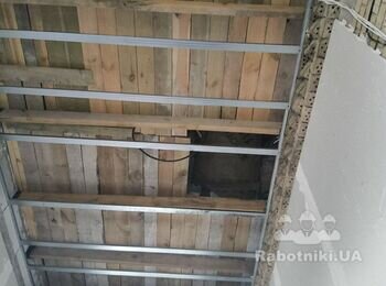 Монтаж гипсокартона на потолок 18 м кв