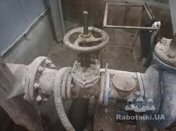 Відкачка води, заміна 2ох засувок ДУ80, демонтаж фекального насоса,