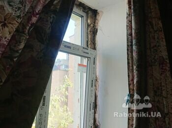 Откосы поштукатурить покрасить 3 окна