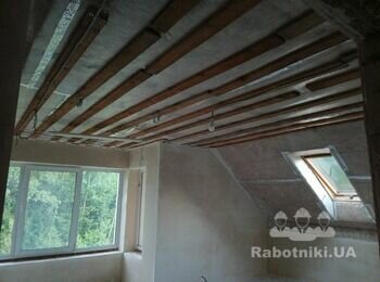 Подшивка гіпсокартоном мансардного поверху, 110м2