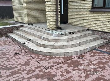 Укладка входной группы (площадка+ступени) из мраморной крошки+клей