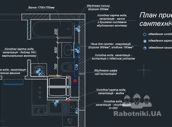 Комплексний монтаж чорнової сантехніки в однокімнатній квартирі