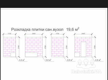 Облицювання плиткою 60м2