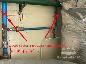 Замена водопроводной трубы Д50мм