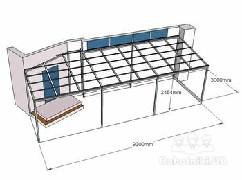 Навіс з металу та профнастилу, розмір 3*9,5м