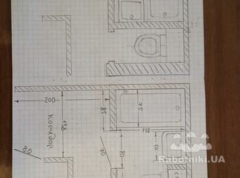 Совмещение раздельного санузла,замена плитки на полу в кухне ,фартух.