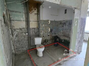 Демонтаж простінку і корита в ваній кімнаті, підрізка стіни 25см.
