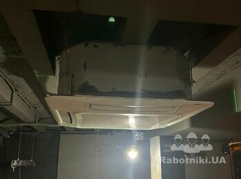 Обшити кондиціонер,заробити дірку гіпсокартоном, штукатурка