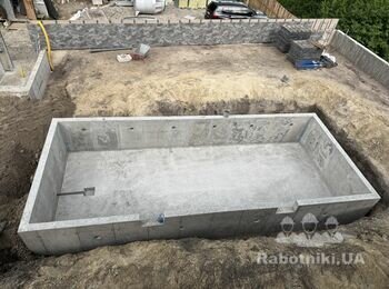 Штукатурка стен бассейна, стяжка пола