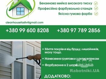 Мойка и покраска крыш, фасадов, заборов, тротуарной плитки
