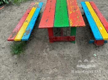 Зняти стару фарбу з дит.майданчика, шліфувальною машинкою ( болгаркою)