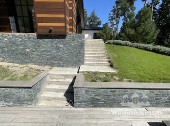 Монтаж террасной доски из Термоясеня в г.Ирпень 92 кв.м