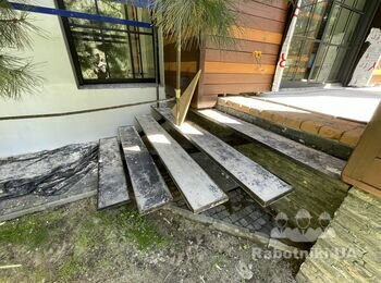 Монтаж террасной доски из Термоясеня в г.Ирпень 92 кв.м