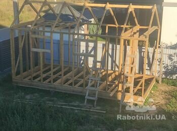 Обшити Клікфальцем/Фальцем деревокаркас хозблока 6x3м