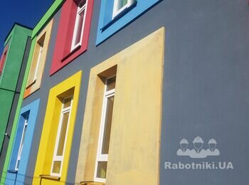 Ремонт фасада, нанесение барашка