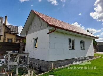 Штукатурка барашком будинку ззовні 74кв.м., укладання бруківки 20кв.м