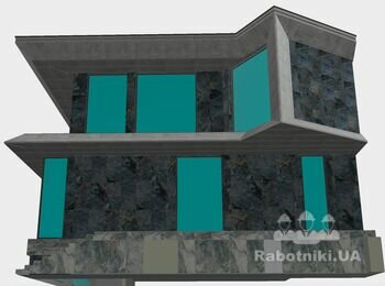 Вентилируемый фасад: каркрас, утепелние, керамогранит 260м2+320м.п.