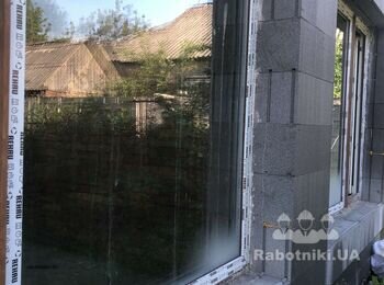 Нанесение армосетки 2 слоя , машинная штукатура