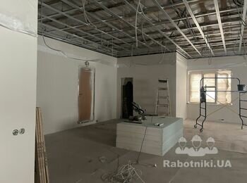 Монтаж гіпсокартон на стелю