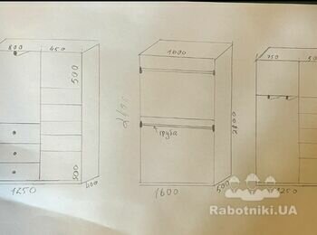 Збірка гардеробних шаф та навіс кухонного ящіка