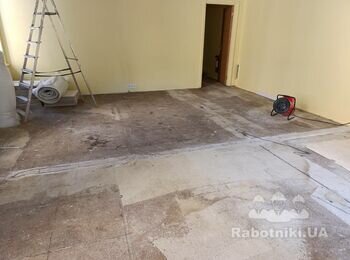 Укладка лалінату 70 м2, монтаж плінтуса ПВХ 60 м.п.